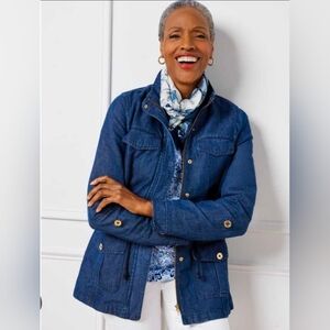 Talbots Cotton/hemp Utility Safari Jacket, Cinch Waist, Goldtone Hardware Mp